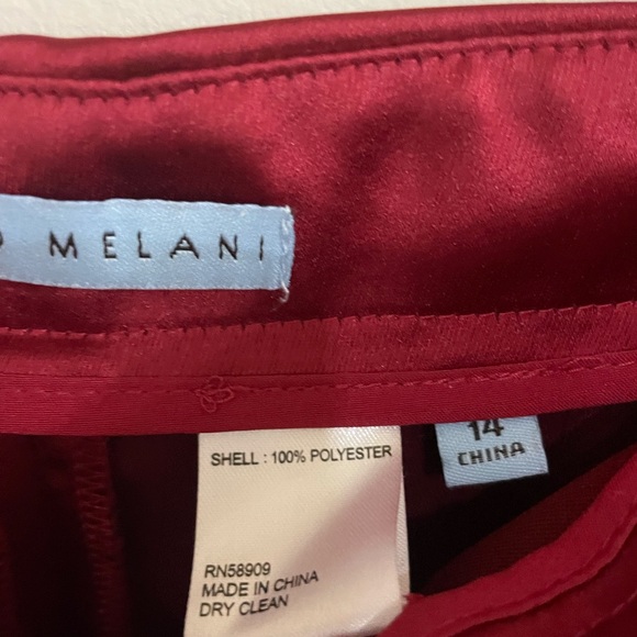 Vivid Wine Red Satin Wide Leg Pants - Size14 - Picture 4 of 7